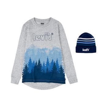 商品Levi's | Little Boys Long Sleeve T-shirt and Beanie Set,商家Macy's,价格¥277图片