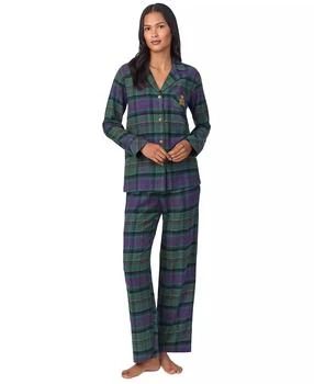 Ralph Lauren | Petite Plaid Notched-Collar Pajama Set,商家Macy's,价格¥386