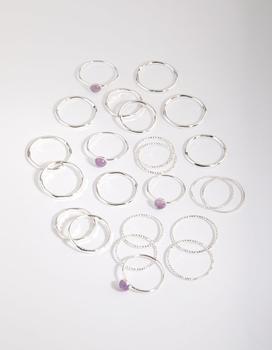 商品Lovisa | Silver Amethyst Ring Stack Pack,商家Premium Outlets,价格¥116图片