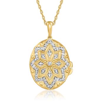 商品Ross-Simons | Ross-Simons Diamond Floral Locket Pendant Necklace in 18kt Gold Over Sterling,商家Premium Outlets,价格¥1229图片