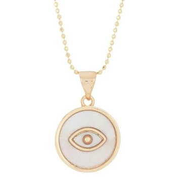 ADORNIA | 14k Gold-Plated Mother-of-Pearl Evil Eye 18" Pendant Necklace,商家Macy's,价格¥218