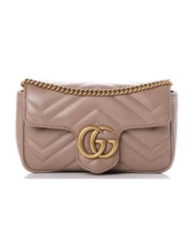 推荐Gucci GG Marmont Mini Shoulder Bag Dusty Pink Chevron Leather with Gold Chain Women's Shoulder Bag 446744-DTDIT-5729商品