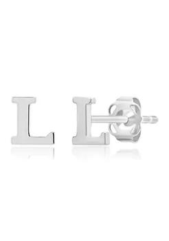 商品Letter L Stud Earrings in 14K White Gold,商家Belk,价格¥2738图片