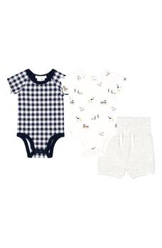 商品Petit Lem | Park Stretch Cotton 3-Piece Bodysuits & Shorts Set,商家Nordstrom Rack,价格¥97图片