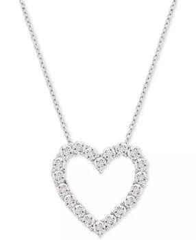 Macy's | Diamond Heart 18" Pendant Necklace (1/10 ct. t.w.) in Sterling Silver,商家Macy's,价格¥232