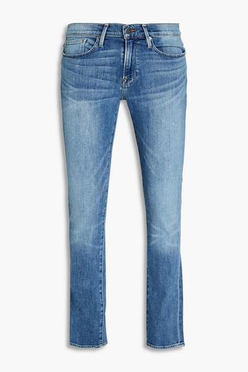 推荐L'homme skinny-fit faded denim jeans商品