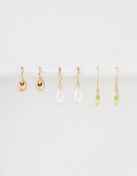 商品AE | AEO Resin + Pearl Green Beaded Hoop Earring 6-Pack,商家American Eagle,价格¥143图片
