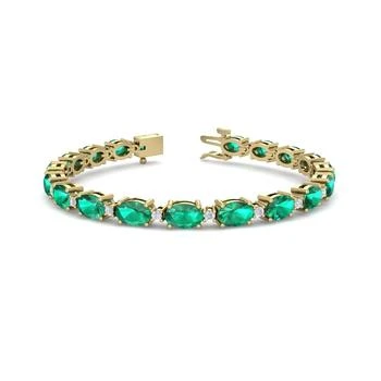 SSELECTS | 9 Carat Oval Shape Emerald And Diamond Bracelet In 14 Karat Yellow Gold, 7 Inches,商家Premium Outlets,价格¥11931