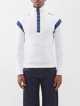 推荐Half-button cotton-jersey long-sleeved top商品