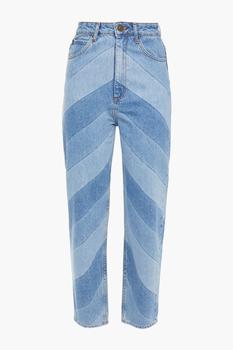 Sandro | Diego cropped color-block high-rise straight-leg jeans商品图片,2折