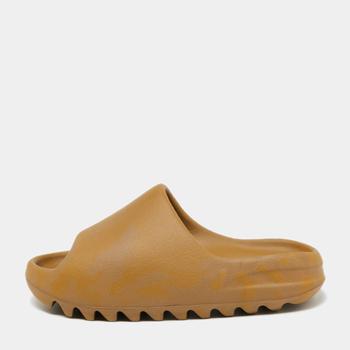 yeezy slide真假, YEEZY | Yeezy x Adidas Brown Rubber Slide Ochre Size 37商品图片 满1件减$100, 满减