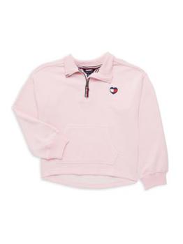 Tommy Hilfiger | Girl's Logo Half Zip Pullover商品图片,5.6折