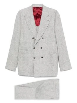 Brunello Cucinelli | Brunello Cucinelli Wool And Silk Double-Breasted Suit,商家Baltini,价格¥25004