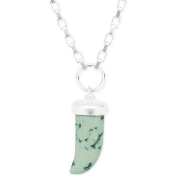 商品Lucky Brand | Silver-Tone Gemstone Tusk Pendant Necklace, 17-3/4" + 3" extender,商家Macy's,价格¥322图片
