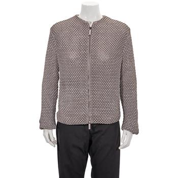 推荐Emporio Armani Grey Knit-Jacquard Jacket, Brand Size 48商品