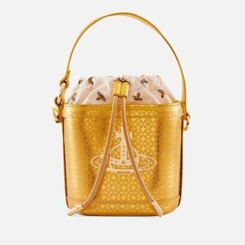 推荐Vivienne Westwood Daisy Drawstring Logo-Jacquard Leather Bucket Bag商品