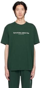 Sporty & Rich | Green 'Athletic Club' T-Shirt商品图片,8.3折