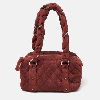 chanel包, [二手商品] Chanel | Chanel Burgundy Quilted Suede Lady Braid Satchel商品图片 8.3折, 满1件减$100, 满减