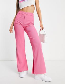 product Stradivarius tailored trouser with split hem in pink image