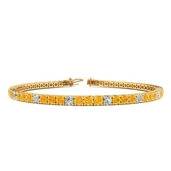 SSELECTS | 3 Carat Citrine And Diamond Alternating Tennis Bracelet In 14 Karat Yellow Gold, 6 1/2 Inches,商家Premium Outlets,价格¥9588
