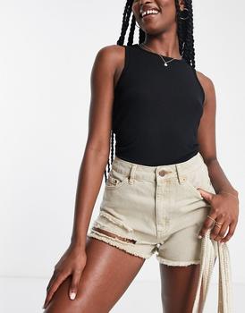 Topshop | Topshop slash a line mom short in sand商品图片,额外9.5折, 额外九五折