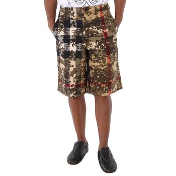 Burberry | Men's Camouflage Check Cotton Tailored Shorts商品图片,4折, 满$300减$10, 独家减免邮费, 满减