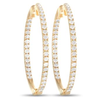 商品14K Yellow Gold 1.0ct Diamond Hoop Earrings图片