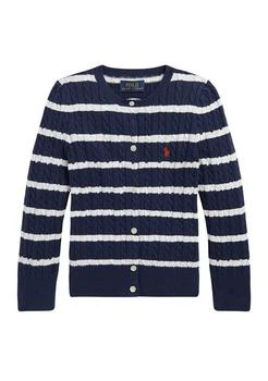 Ralph Lauren | Lauren Childrenswear Girls 7 16 Striped Mini Cable Cotton Cardigan,商家Belk,价格¥247