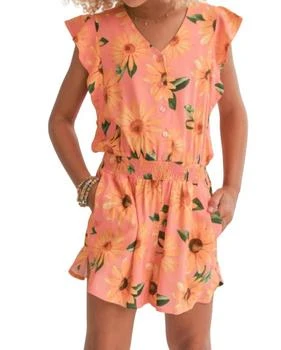 Sadie & Sage | Tween Vitamin D Flutter Sleeve Romper In Orange,商家Premium Outlets,价格¥320