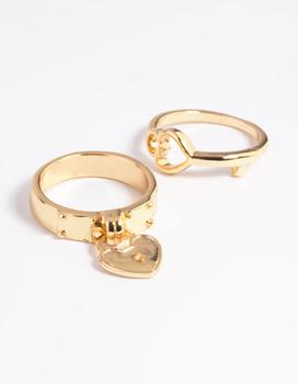 商品Lovisa | Gold Plated Lock and Key Ring,商家Premium Outlets,价格¥104图片