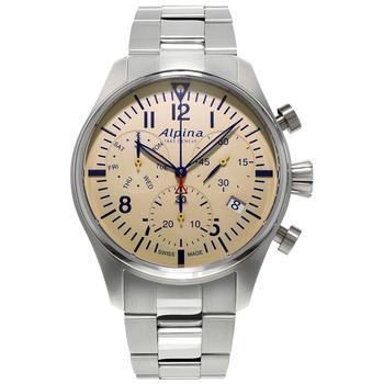 Alpina | Men's Swiss Quartz Chronograph Startimer Pilot Stainless Steel Bracelet Watch 42mm商品图片,