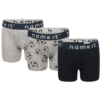 NAME IT® | Footballs print boxers set of 3 in grey and navy,商家BAMBINIFASHION,价格¥176