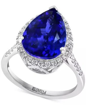 Effy | EFFY® Tanzanite (6 ct. t.w.) & Diamond (3/8 ct. t.w.) Halo Ring in 14k White Gold,商家Macy's,价格¥22099