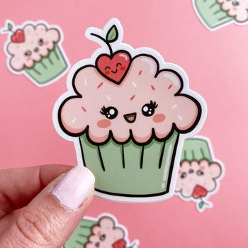 商品Cute Cupcake with Sprinkles Vinyl Sticker图片