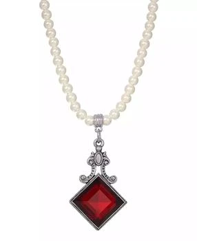 2028 | Imitation Pearl Red Glass Pendant Necklace,商家Macy's,价格¥359