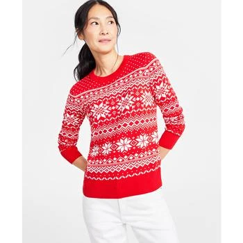 Charter Club | Holiday Lane Women's Festive Fair Isle Snowflake Sweater, Created for Macy's 4折