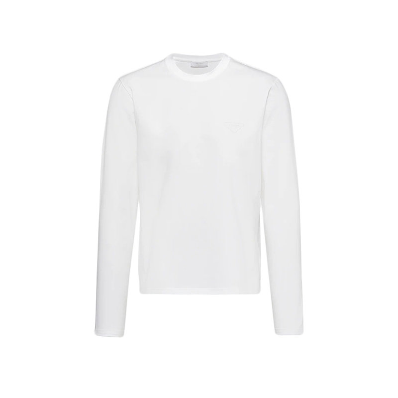 Prada | 【预售3-7天】PRADA/普拉达 22年春夏 男士白色弹力棉长袖T恤UJL159_1YDP_F0009_S_211商品图片,7.9折, 包邮包税