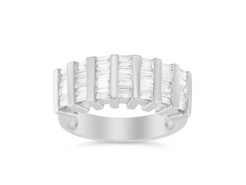 商品.925 Sterling Silver 1.0 Cttw Baguette Cut Diamond Vertical Channel Fluted Multi-Row Unisex Fashion Wedding Ring图片