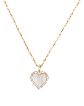 Kate Spade | Take Heart Pavé & Mother of Pearl Heart Pendant Necklace in Gold Tone, 18"-21"商品图片,
