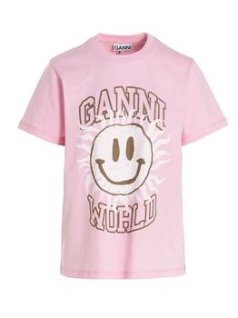 Ganni | 'Smiley Ganni World’ T-shirt商品图片,6折×额外8.5折, 额外八五折