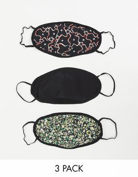 推荐Topshop face covering 3 pack in star & animal print商品