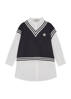 商品Moncler | KIDS Navy and white cotton shirt and vest set (8-10 years),商家Harvey Nichols,价格¥1787图片