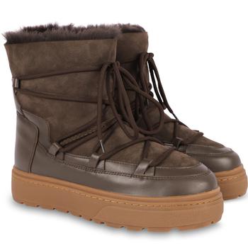 推荐Sheepskin lace up boots in brown商品