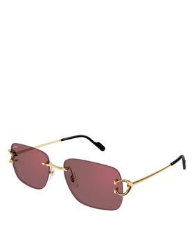 Cartier | C Décor 24K Gold Plated Rectangular Sunglasses, 57mm商品图片,额外9.5折, 额外九五折