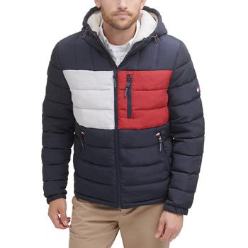商品Tommy Hilfiger | 男士合身中型夏尔巴衬里连帽防水绗缝羽绒夹克,商家Macy's,价格¥716图片
