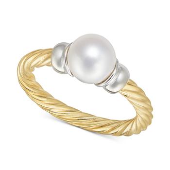 商品Macy's | Cultured Freshwater Pearl (7mm) Ring in 14k Two-Tone Gold-Plated Sterling Silver,商家Macy's,价格¥425图片
