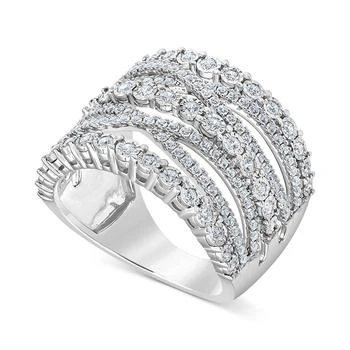 Macy's | Diamond Multi-Row Crossover Statement Ring (1 ct. t.w.) in Sterling Silver,商家Macy's,价格¥7435