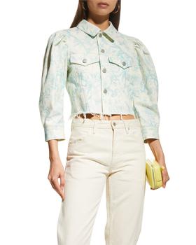 商品Lana Puff-Sleeve Denim Jacket w/ Raw Hem,商家Neiman Marcus,价格¥717图片