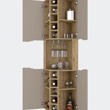 FM Furniture | Lyla Corner Bar Cabinet, Ten Wine Cubbies, Four Door Cabinet, Four Interior Shelves,商家Verishop,价格¥3595
