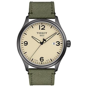 天梭男表是什么牌子, Tissot | Men's Swiss Gent XL Green Fabric Strap Watch 42mm商品图片 